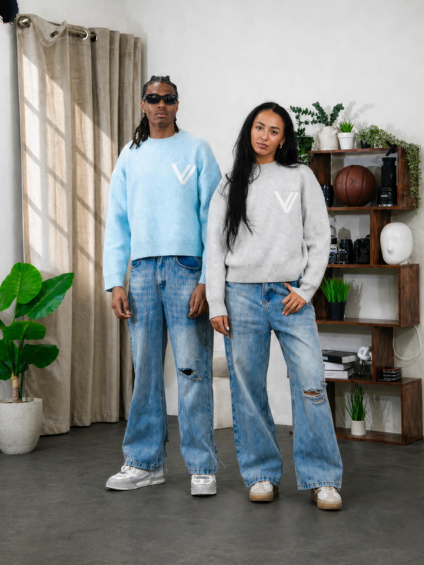 Venture Archives SS26 studio shoot, branded knitwear