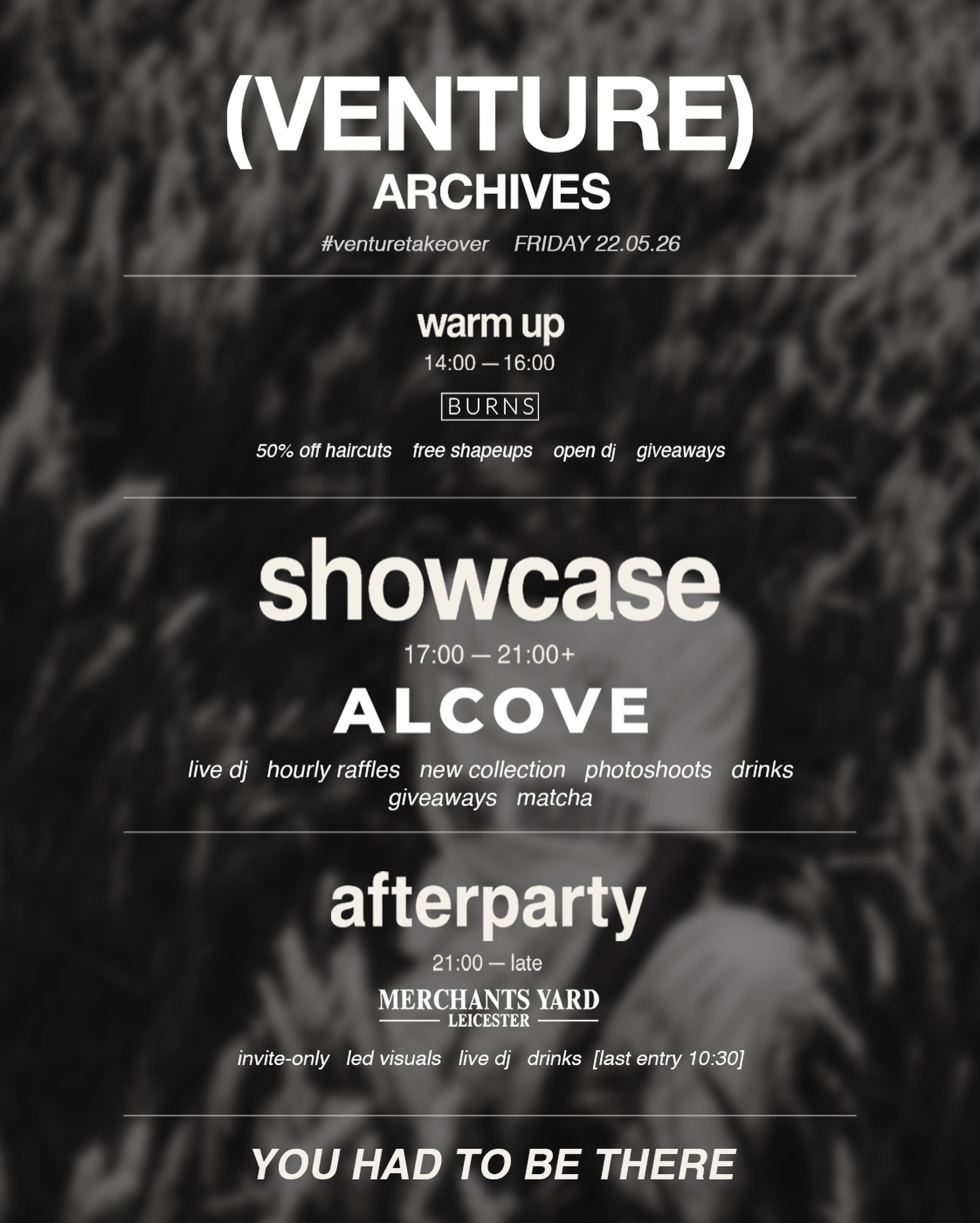 Venture Archives takeover schedule poster, designed by Paul